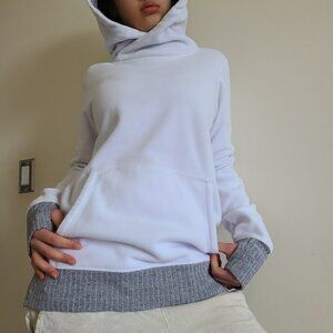 Lululemon Runaway Fleece Hoodie Size 6 White Heathered Herringbone Pullover